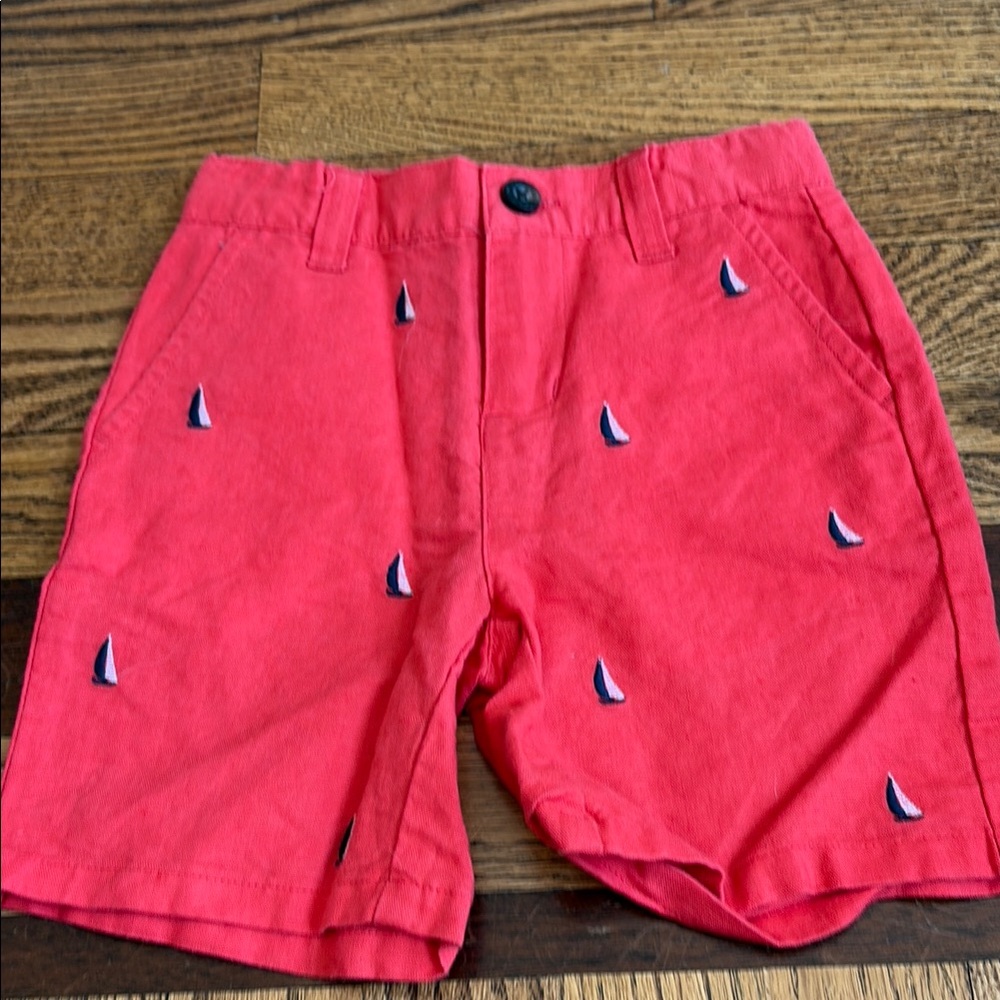 Boys Janie and Jack Red Sailboat Shorts Size 18-24 Months